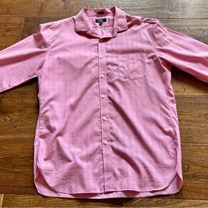 J. Crew Men's Pink and Blue Plaid Button-Down Shirt